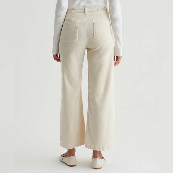 AG Adriano Goldschmied Beige Kassie Corduroy High Rise Wide Leg Cropped Pants 26 - Picture 2 of 12